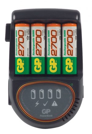GP Powerbank H500 lader met Oplaadbare Batterijen 2700 mAh (4 stuks)